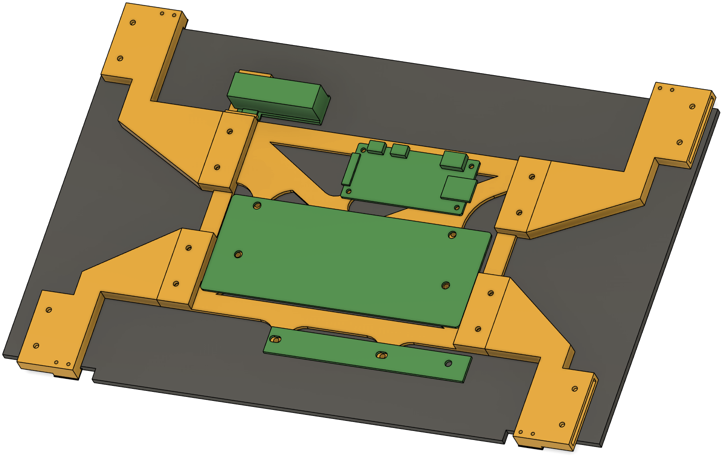 CAD drawing of baseplate and display arms